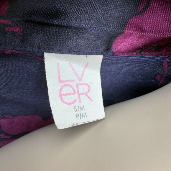 LVER Satin Purple and Pink Floral Kimono Bathrobe Robe sz S/M - Picture 5 of 5